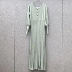 2906【アズールバイマウジー】M♡ミントグリーン ニットロングワンピース