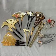 かんざし 簪　髪飾り 装飾品 櫛　べっ甲風 新山 雅 12個　まとめ