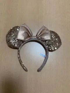 東京ディズニーリゾート ミニーマウス耳カチューシャ　ピンク　スパンコール　リボン