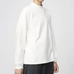 【完売】ユニクロ ブラッシュドモックネックTシャツ 長袖 ホワイト M