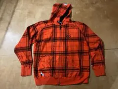 10DEEP オレンジチェック柄 フルジップパーカー