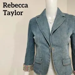 レベッカテイラー デニム テーラードジャケット 花柄裏地 フェミニン