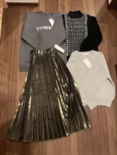 AZUL by moussy トップスとプリーツスカートセット