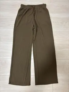 【美品】GU ジーユー　リブプルオンパンツ　ブラウン　S