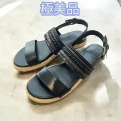 値下げ ヌキテパ ノーリーズ エスパドリーユ サンダル ビジュー 厚底 黒 37のサムネイル