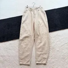 ザラ【36】ベージュ系 イージーパンツ ボタンフライ カジュアル ウエストゴム