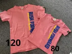 KIDBOWプリントTシャツおそろTシャツピンク 2枚セット サイズ120 80のサムネイル