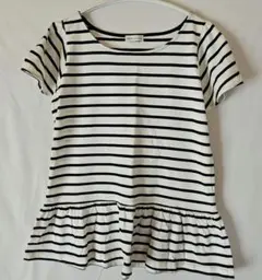 【最終価格】❇未使用❇ ストライプ ボーダー半袖Tシャツフリル ホワイトネイビー