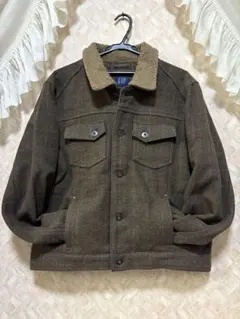 極美 OLD GAP ボアブルゾン 短丈 ウールジャケット チェック 紺タグ L