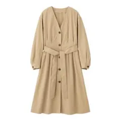 フロントボタンノーカラーコート