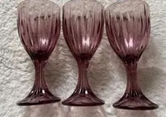 ワイングラス　紫　パープル　3点セット　レトロ 大きめ