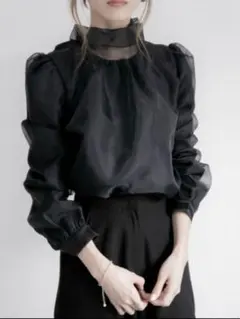 ZARA⋆ コントラストオーガンザ シャツ ZARA コントラスト オーガンザ シャツ ブラウス シアー - メルカリ