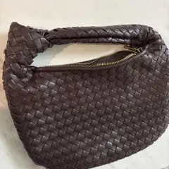 ダークブラウン 編み込みレザーハンドバッグ値下げ不可！最終！