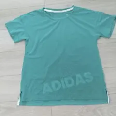 【アディダス】climalite フロントプリント半袖TシャツSサイズターコイズ