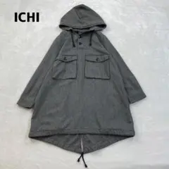 ICHI　ハーフボタンプルオーバー　アノラックパーカー　ワンピース　グレー