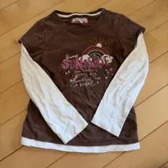 gap 長袖カットソー 140cm ブラウン レイヤード風