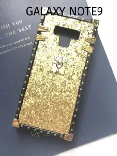 GALAXY NOTE9キラキララメグリッターゴールド四角いギャラクシーけケース