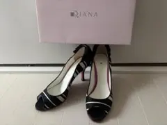 1回使用 ダイアナ DIANA パンプス ボーダー　リボン　ヒール　24cm
