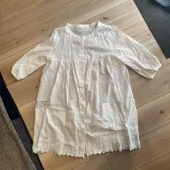 新品未使用studio CLIPホワイトコットン レースチュニック 五分袖