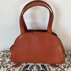 ハンドメイド　レザー ハンドバッグ　ブラウン