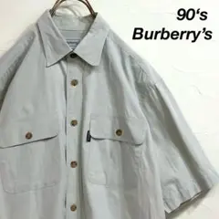 90‘s Burberry ボケット 半袖 シャツ ライトグレーのサムネイル