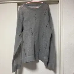 韓国ストリート　韓国ファッションダメージ薄手ニット　ALAND