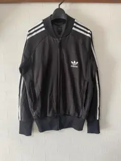 adidas トラックジャケット　ジャージ　スリーライン　黒タグ アディダス