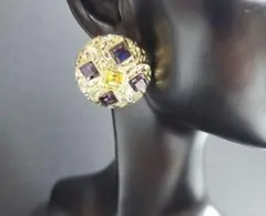 ビンテージ風サークル ゴールド ピアス【新品】ラインストーン　レトロデザイン