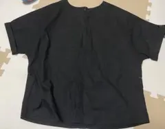 黒 半袖 トップス ボタン付き
