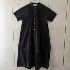 ユナイテッドアローズ タフタ ピンタック ワンピース ロング ネイビー