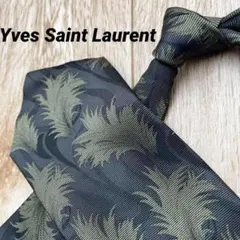 ✨極美品✨Yves Saint Laurent ネクタイ 植物柄 グリーン