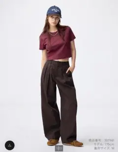 限定値下☆GU ジーユー ☆新品☆チノバレルレッグタックパンツ M ブラウン