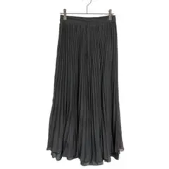 T686 一点もの　プリーツロングスカート　ウエストゴム　グレー　大人綺麗め