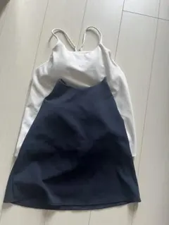 ユニクロ　UNIQLO ブラトップホワイト/ネイビー キャミソールブラトップ M