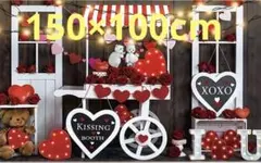 ❤️バレンタイン❤️キスベアXOXO⑥タペストリー 赤白ストライプ