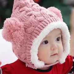 ニット帽 帽子 ピンク 桃色 防寒 キッズ 子供用 ベビー