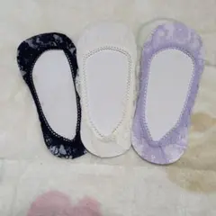 レース フットカバー 3足セット 黒 白 紫