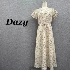 Dazy 작은 꽃 무늬 긴 원피스 프릴 소매 아이보리 S 헌 옷