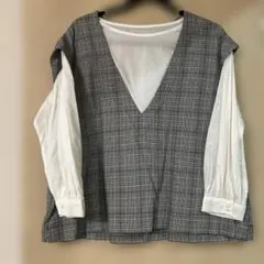 Samansa Mos2 チェック長袖トップス
