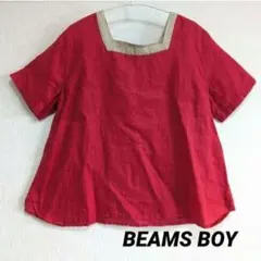 BEAMS BOY リネン100　スクエアネック　ブラウス　レッドのサムネイル