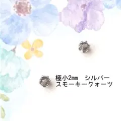 【極小2mmシルバー】スモーキークォーツの１粒ピアス