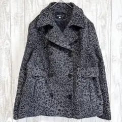 ヒョウ柄 ピーコート 長袖 XL 灰 黒 毛 通学 おでかけ 秋冬 体型カバーのサムネイル