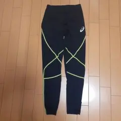 アシックス ER092X タイツ Mサイズ ブラック/ライムグリーン