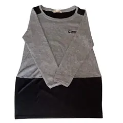 レディース　トップス　長袖　チュニック　カジュアル　黒　グレー　Lサイズ