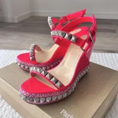 クリスチャンルブタン ピラリヤド パテントレザー ウェッジソールサンダル 36