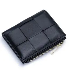 本革 ミニ財布 ラムレザー 編み込み コンパクト 財布 レディース メンズのサムネイル