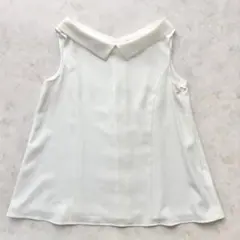 FOXEY NEWYORK 白 ノースリーブブラウス40 アシンメトリー【FOXEY NEW YORK】ノースリーブデザインブラウス40L