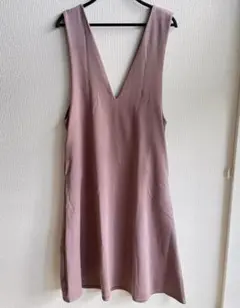 Vネックフレアワンピース ピンク