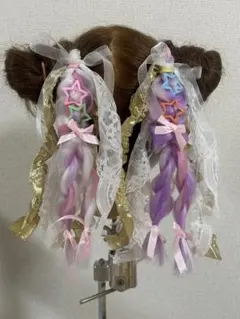 ヘアゴムエクステ２つセット竹下パラダイス　しなこちゃんNo.10