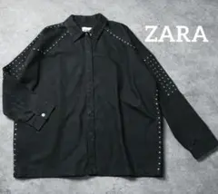 ZARA スタッズ オーバーサイズシャツ Y2K ストリート黒 L ユニセックス